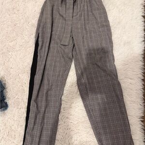 Wild Honey Gray Checkered Trousers with Black Stripe